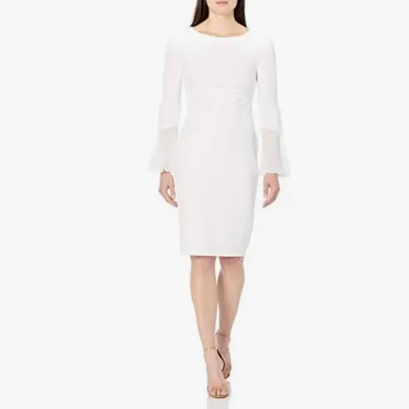 Calvin Klein Dresses & Skirts - Calvin Klein Sheath Chiffon Bell Sleeves – Women’s - Cream,  Size 10P